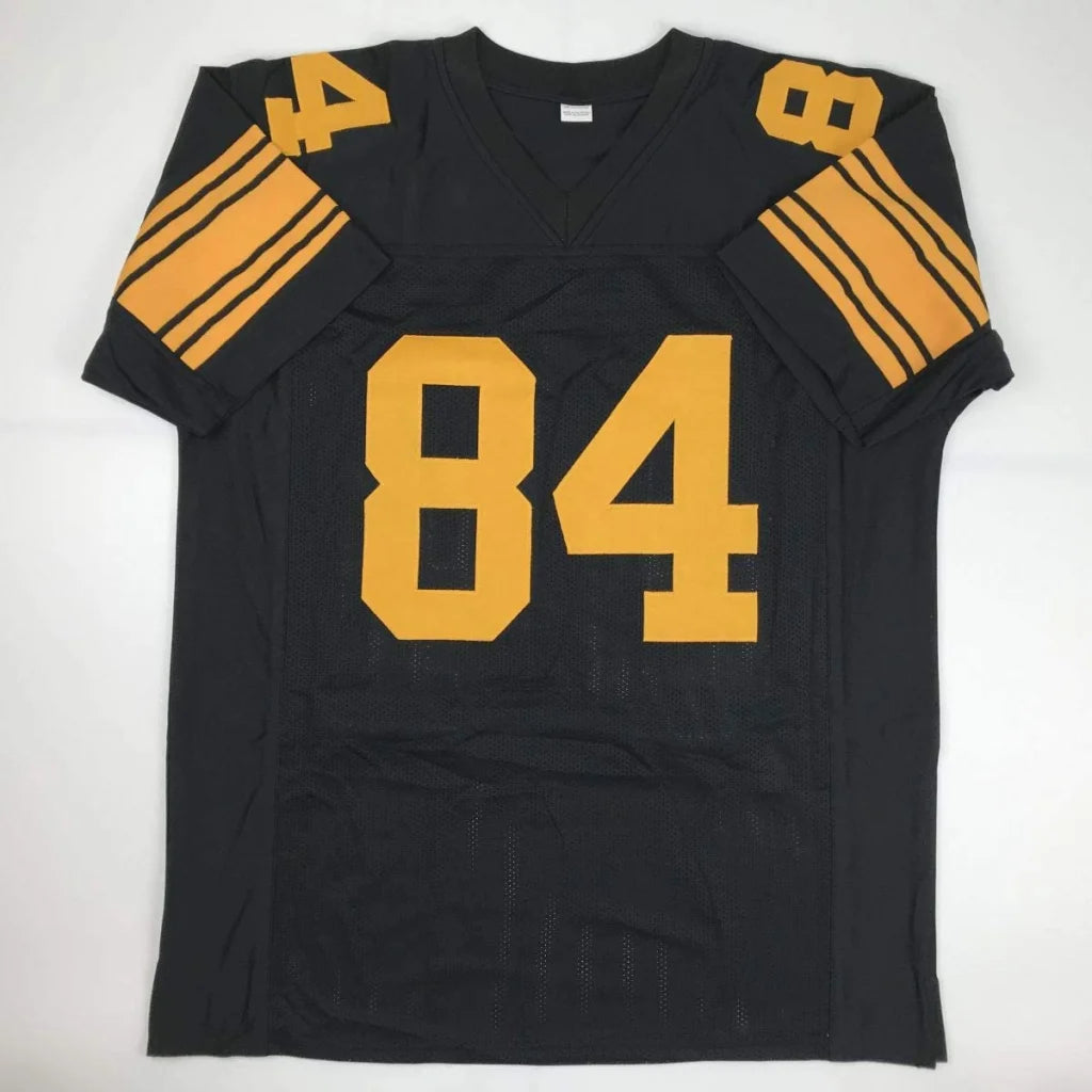 Black and gold Antonio Brown Pittsburgh custom jersey with number 84 and JSA COA