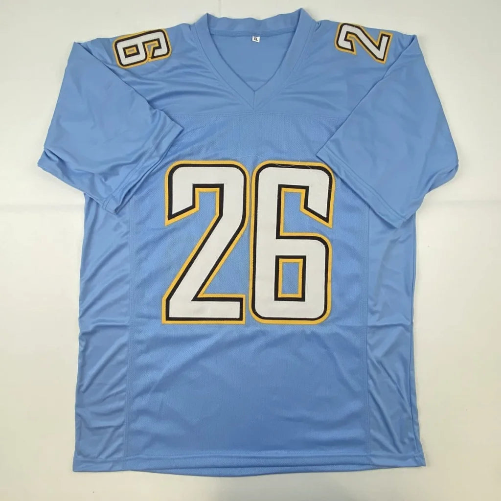 Light blue custom jersey with 26 for Samuel Jr from professional sports league