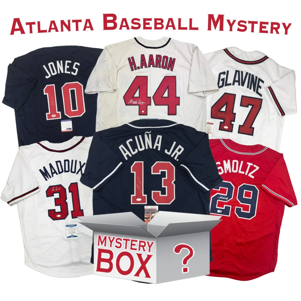 Autographed Atlanta Baseball Jersey Mystery Box with PSA JSA or Beckett COA | Hall of Fame Sports Memorabilia | vintageantiquesgifts.com