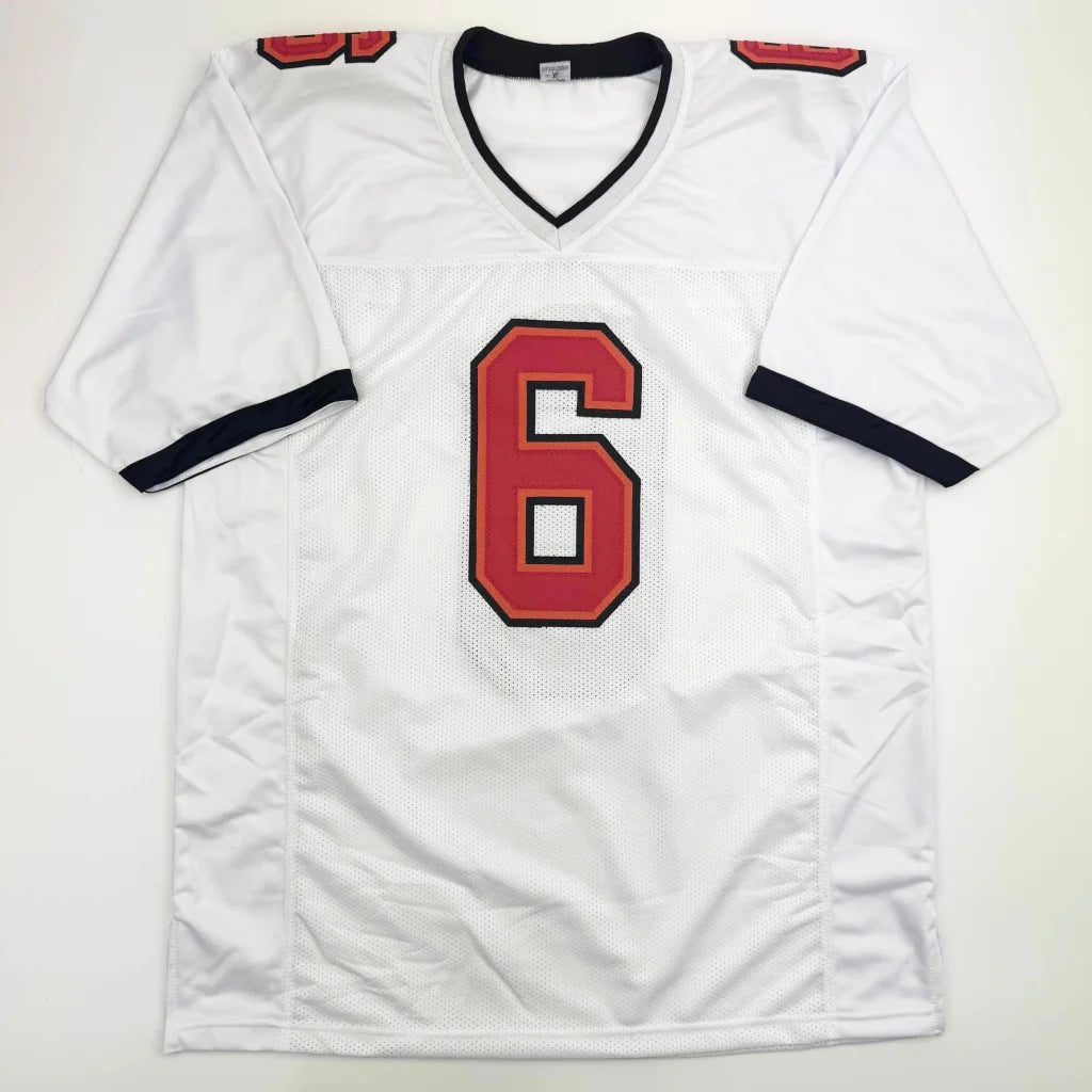 Baker Mayfield custom jersey with red 6 in Tampa Bay frame