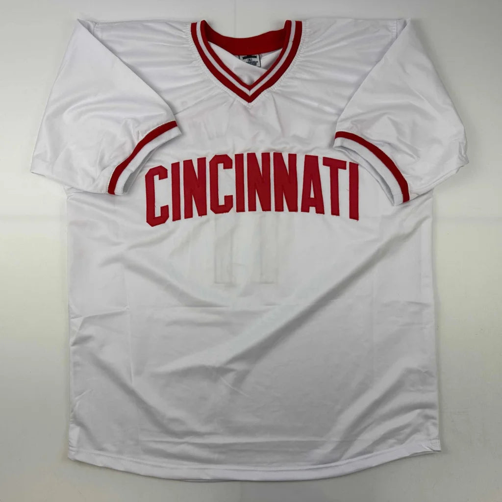 Autographed Barry Larkin white Cincinnati Reds custom jersey, Beckett COA