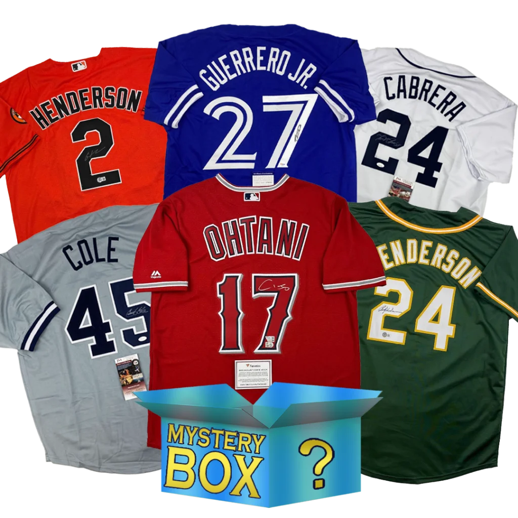 Assorted signed baseball jerseys and mystery box with PSA JSA certification