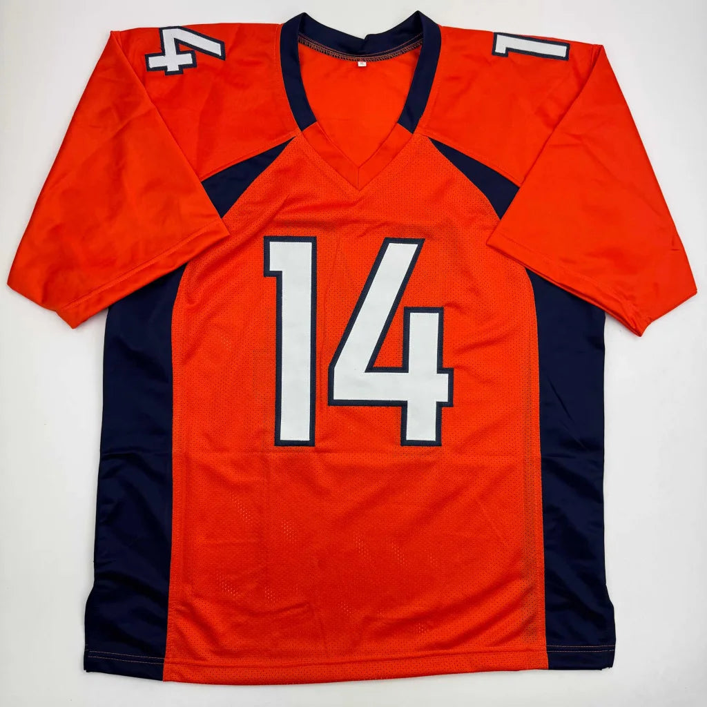 Autographed Brandon Stokley Denver Orange Football Jersey Beckett BAS COA | Authenticated Signed Sports Jersey | vintageantiquesgifts.com