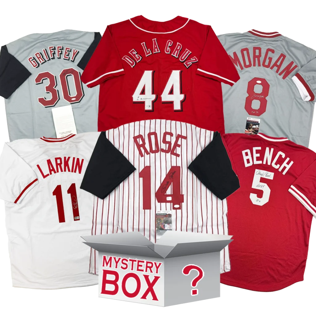 Autographed Cincinnati baseball mystery box with signed jerseys