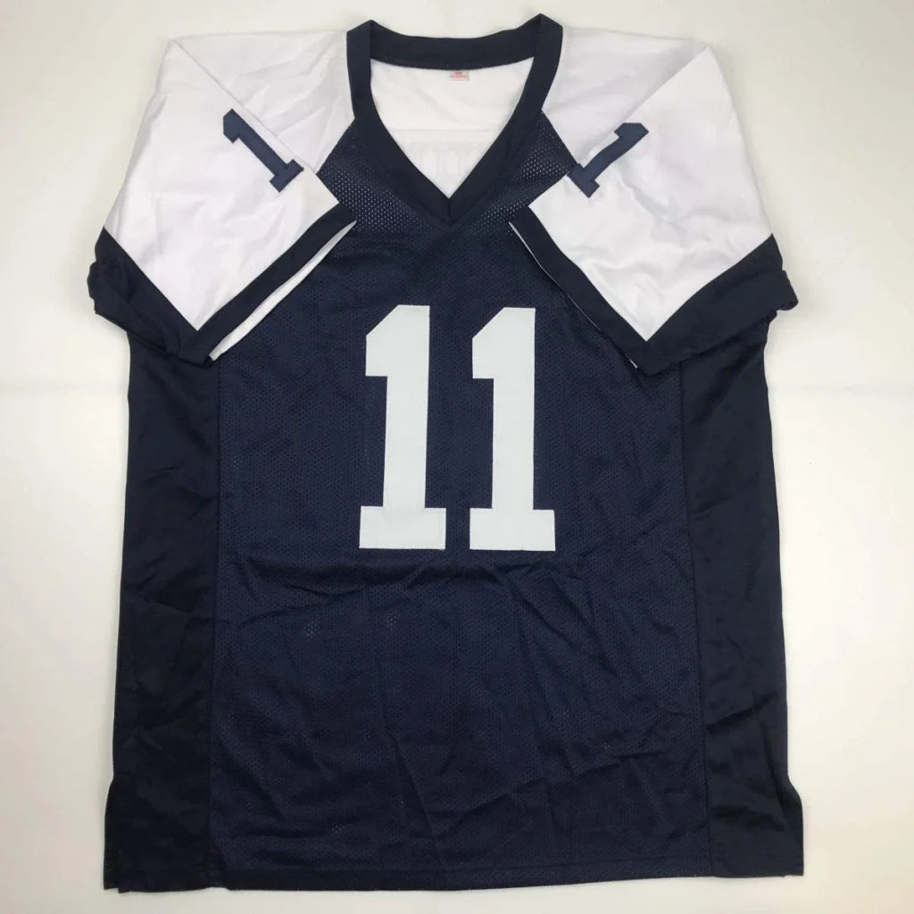 Autographed Danny White Dallas custom jersey, navy blue with number 11