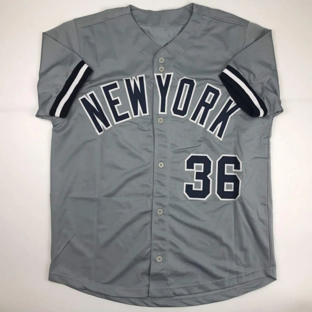 Autographed David Cone gray New York custom jersey number 36 JSA COA