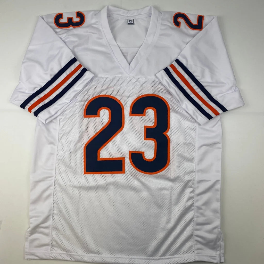 Signed HESTER 23 custom football jersey from Professional Sports League with navy and orange stripes
