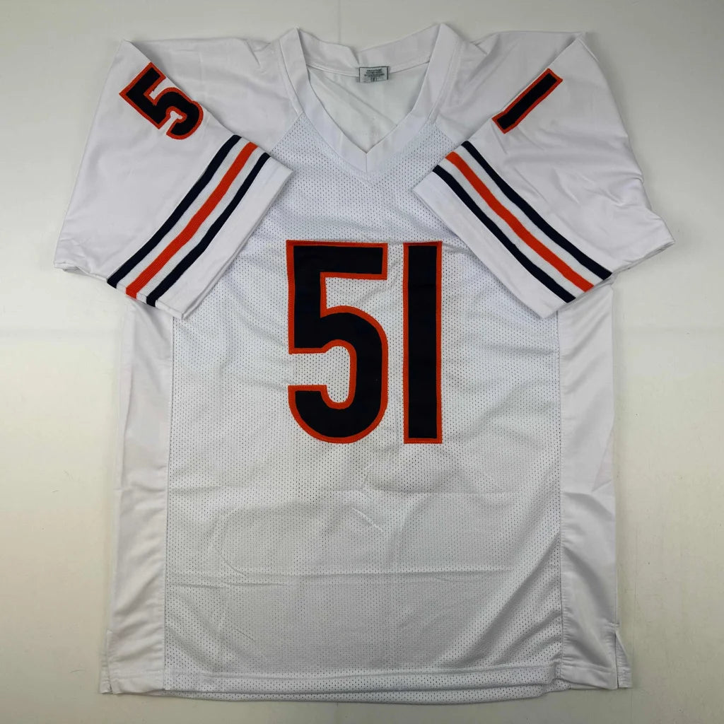 Autographed Dick Butkus Chicago White Football Jersey JSA COA | Authenticated Signed Sports Jersey | vintageantiquesgifts.com