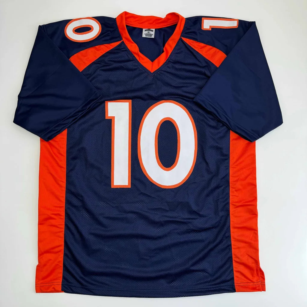 Navy blue and orange professional sports league custom jersey with number 10
