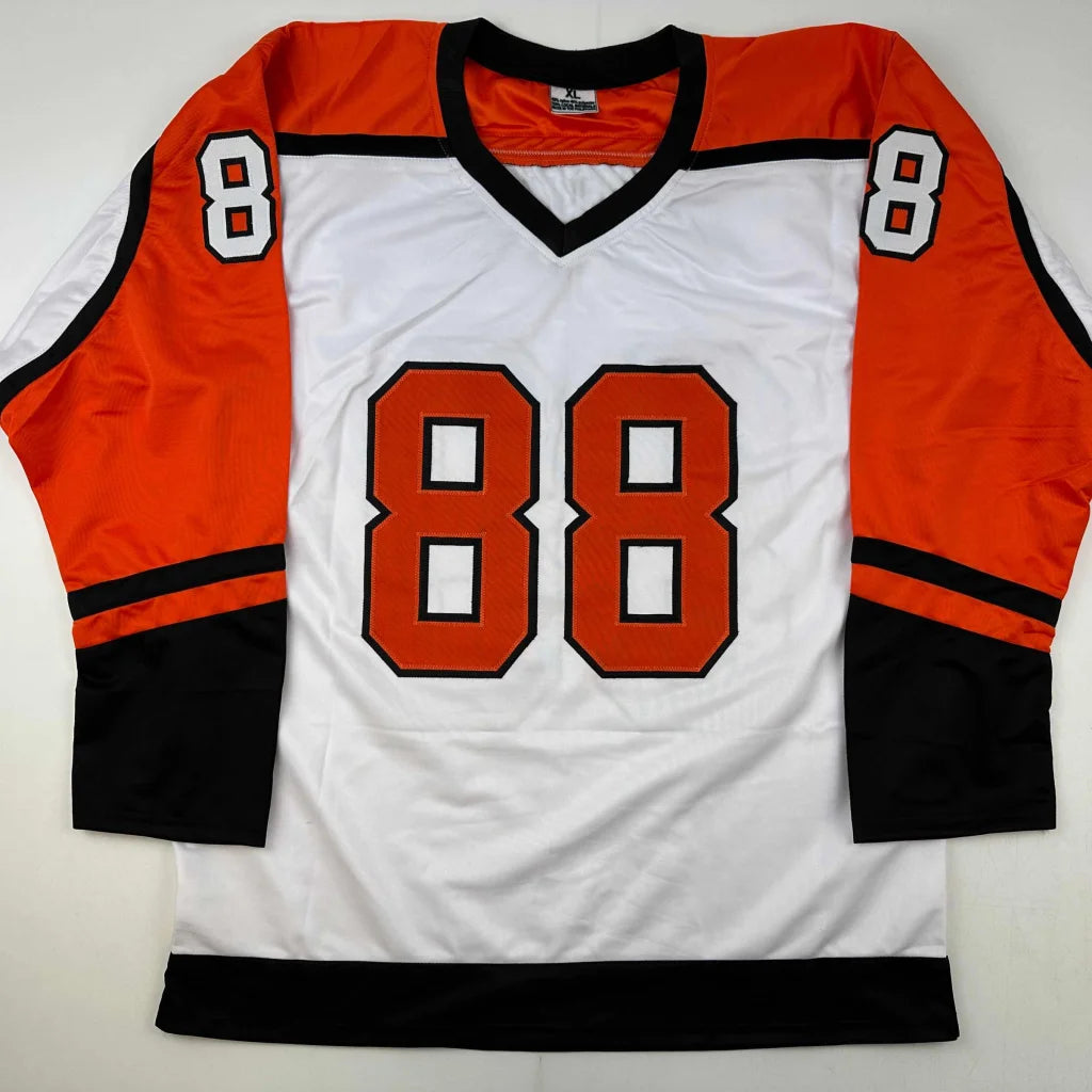 White orange black hockey jersey with number 88 from Authentic Eric Lindros custom jersey in professional sports league
