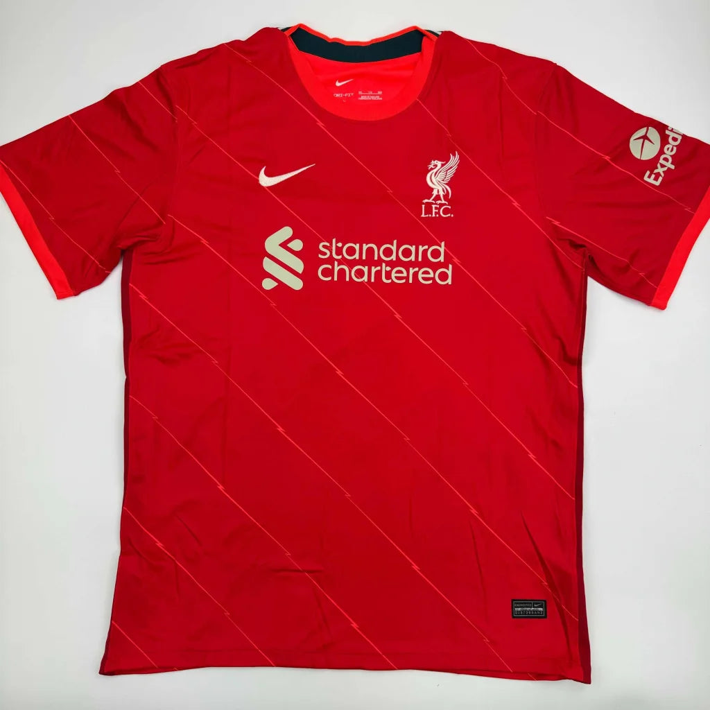 Red short-sleeved custom jersey with diagonal stripes for professional sports league fans