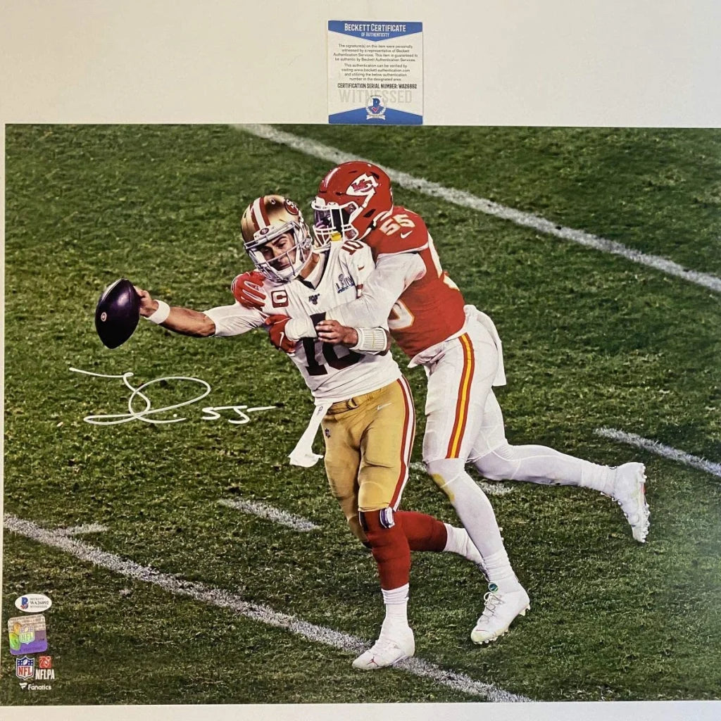 Autographed 16x20 NFL photo of Brock Purdy mid-throw in white gold uniform