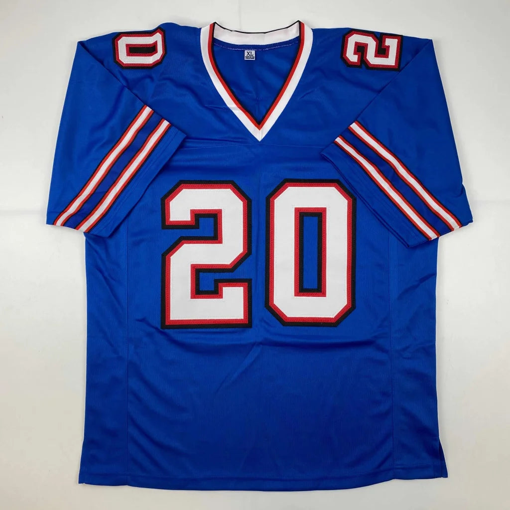Blue football jersey with white and red 20 numbers from Authentic GORE 20 sports league