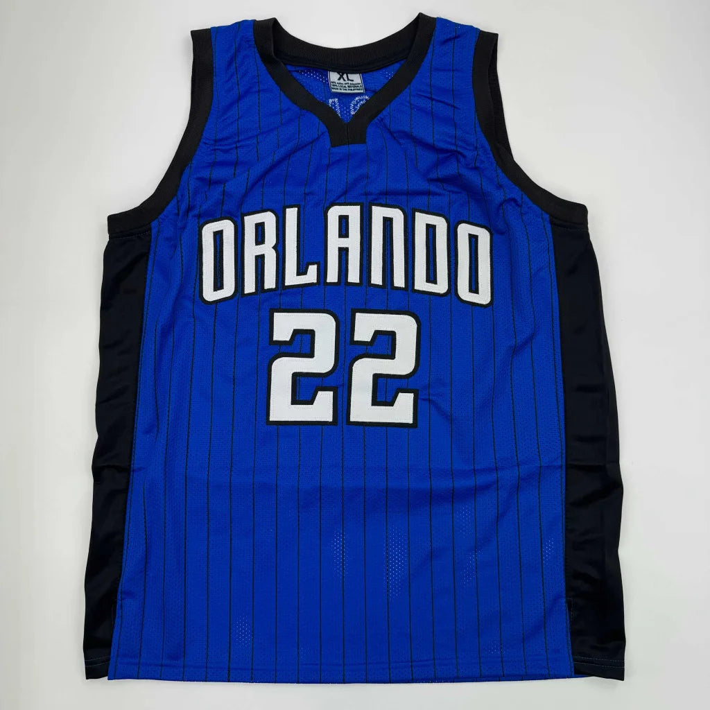 Blue and black sleeveless custom jersey from Wagner 22 autographed professional sports collectible