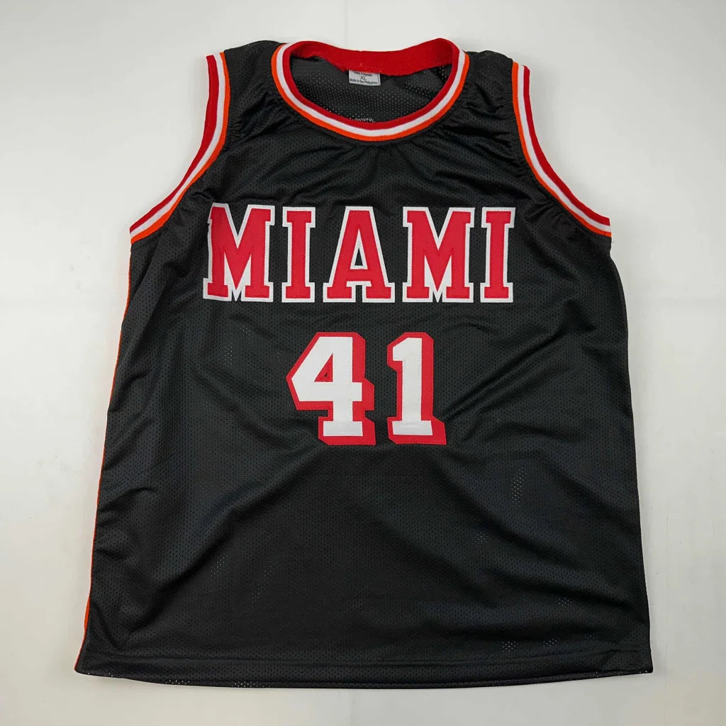Black Miami 41 basketball jersey signed for professional sports fans, custom sports league gear