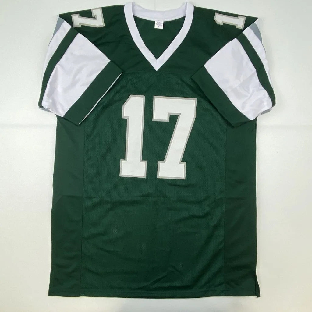 Autographed Harold Carmichael HOF 20 green custom jersey number 17