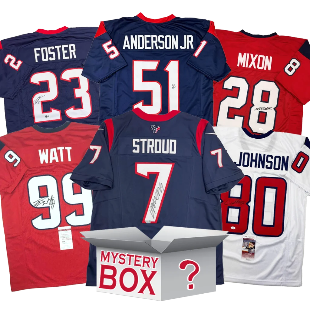 Autographed Houston Football Jersey Mystery Box with PSA JSA or Beckett COA | Hall of Fame Sports Memorabilia | vintageantiquesgifts.com
