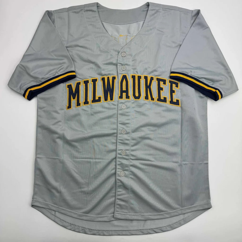 Autographed Jacob Misiorowski gray Milwaukee Brewers custom jersey, JSA COA