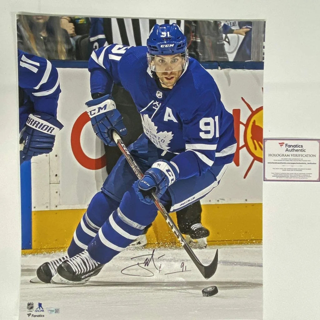 Autographed John Tavares Toronto Maple Leafs alternate captain jersey photo