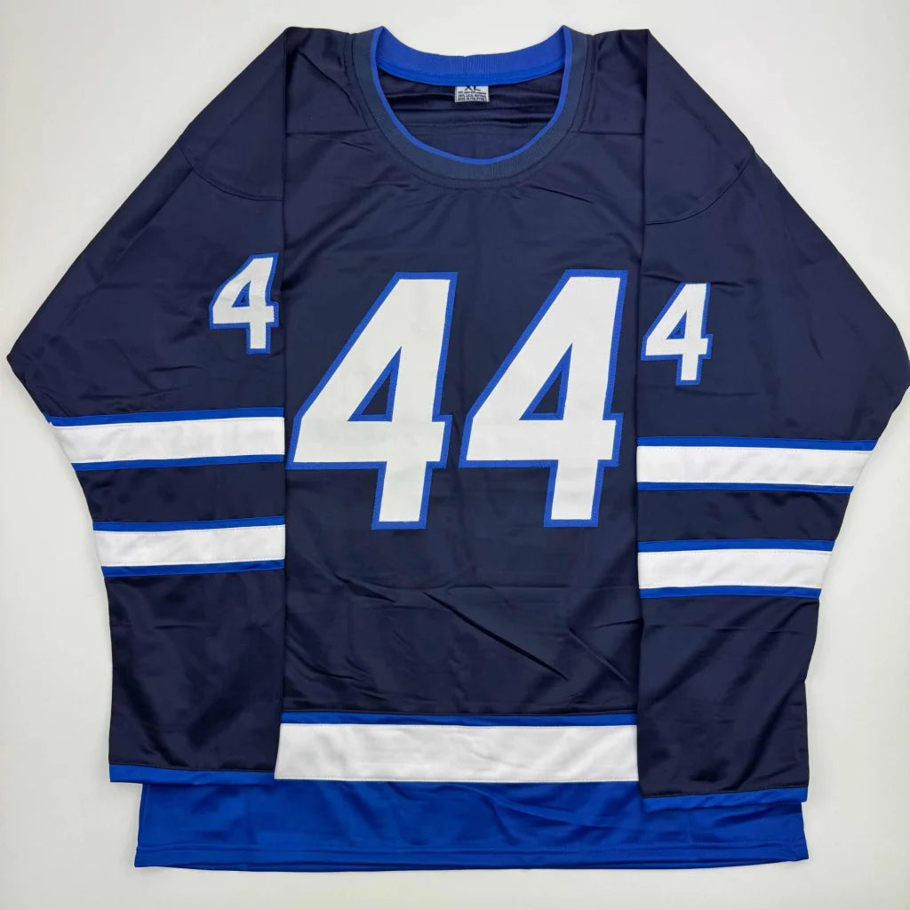 Dark blue custom jersey with number 44 and 4 for professional sports league fans