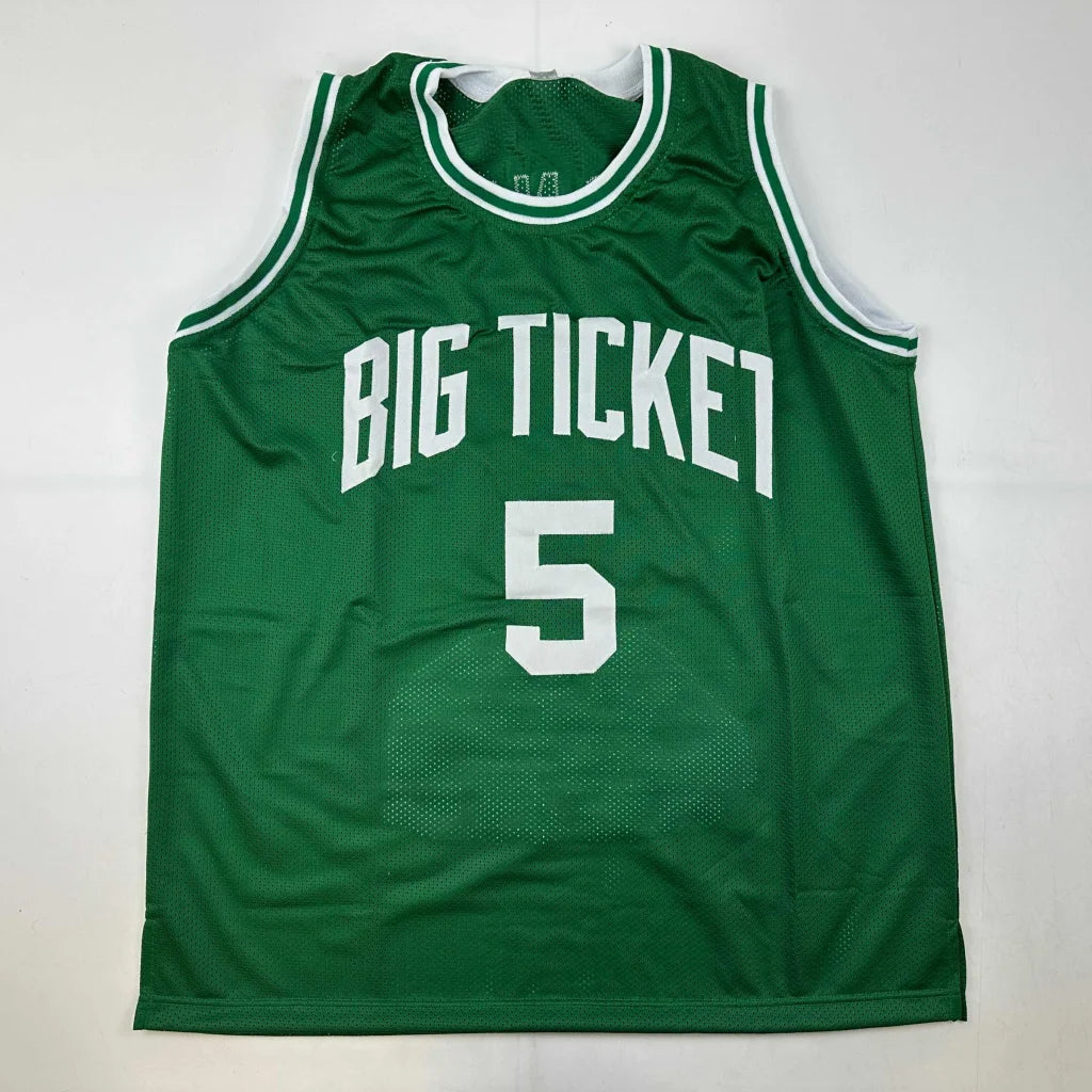 Green custom jersey with white trim and number 5 from Kevin Garnett Signed Celtics professional sports gear