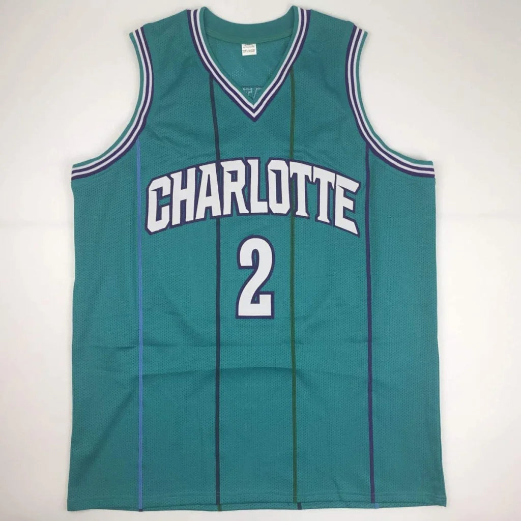 Autographed Larry Johnson Charlotte Teal Basketball Jersey PSA/DNA COA | Authenticated Signed Sports Jersey | vintageantiquesgifts.com