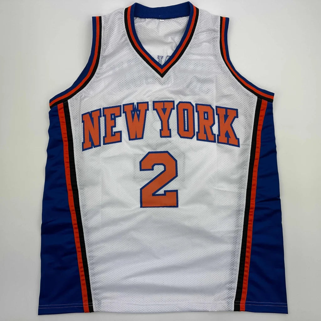 Autographed Larry Johnson New York white custom jersey with number 2