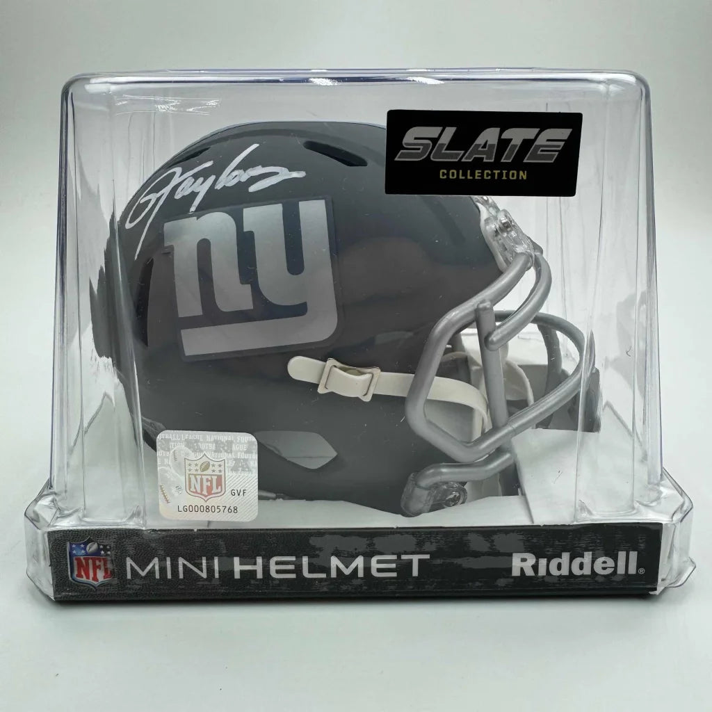 Autographed Lawrence Taylor New York Giants Silver Mini Football Helmet Beckett BAS COA | Authenticated Signed Sports Collectible | vintageantiquesgifts.com