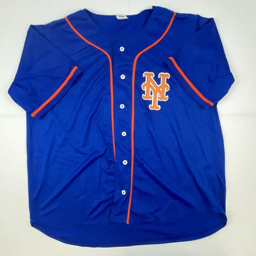 Autographed Lenny Dykstra 86 WS Champs New York Blue Baseball Jersey JSA COA | Authenticated Signed Sports Jersey | vintageantiquesgifts.com