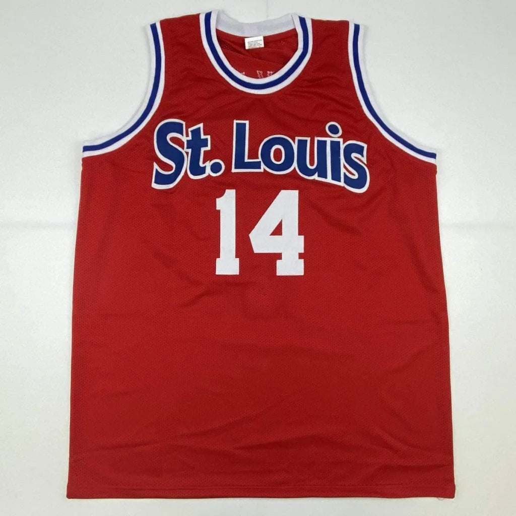 Autographed Lenny Wilkens St. Louis red custom jersey with JSA COA