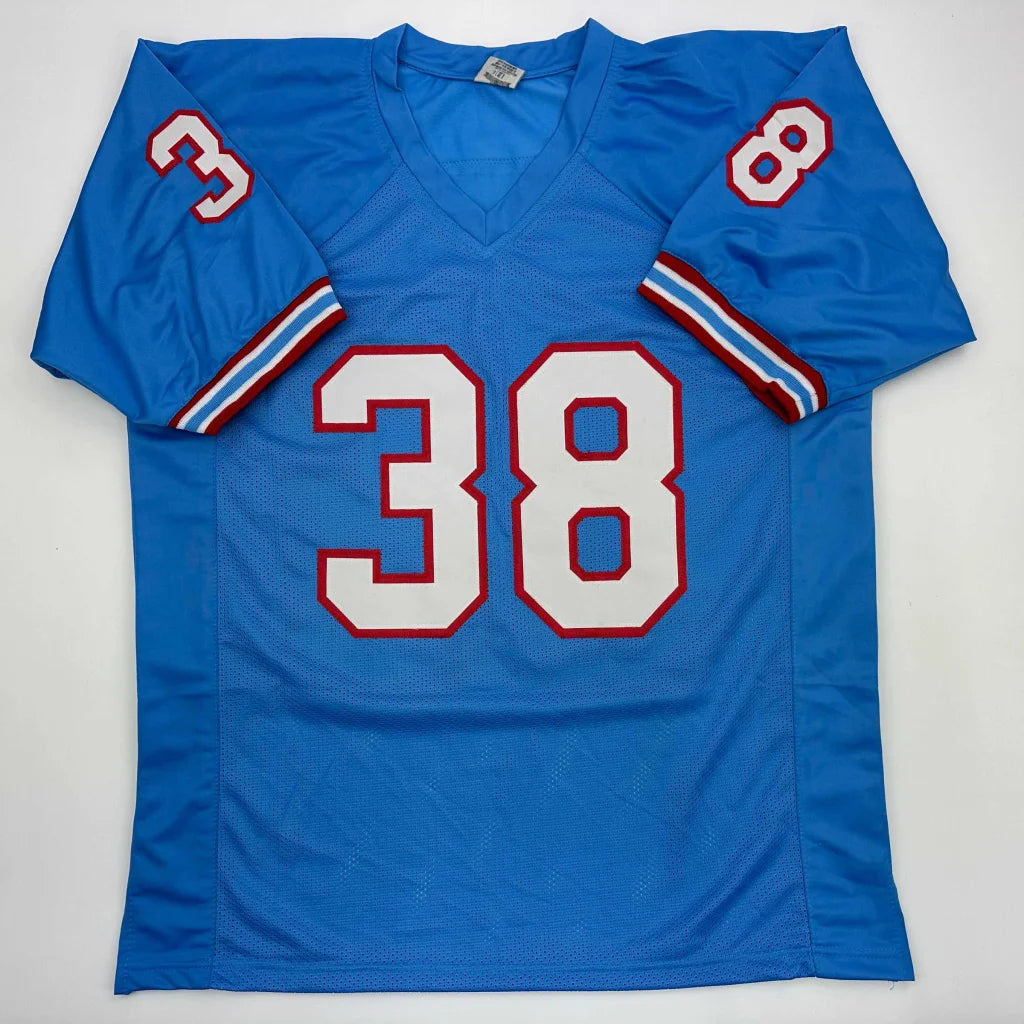 Light blue SNEED 38 professional sports league jersey with red and white trim