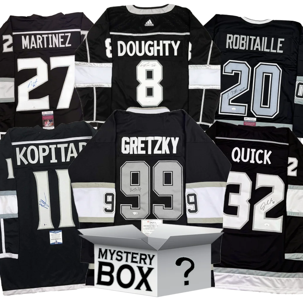 Autographed Los Angeles Kings hockey jerseys mystery box with Gretzky 99