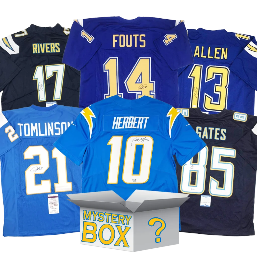 Autographed Los Angeles San Diego Football Jersey Mystery Box with PSA JSA or Beckett COA | Hall of Fame Sports Memorabilia | vintageantiquesgifts.com