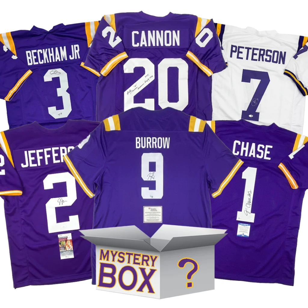 Autographed LSU Louisiana State University College Football Jersey Mystery Box with PSA JSA or Beckett COA | Hall of Fame Sports Memorabilia | vintageantiquesgifts.com