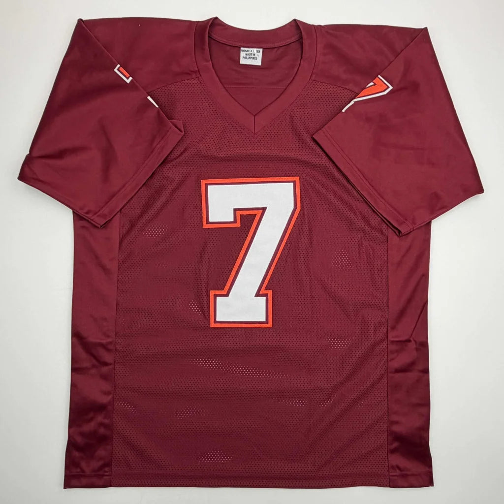 Autographed Michael Vick Virginia Tech maroon custom jersey with white number 7