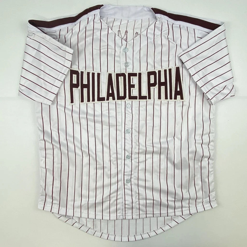 Autographed Mike Schmidt Philadelphia Pinstripe Baseball Jersey JSA COA | Authenticated Signed Sports Jersey | vintageantiquesgifts.com