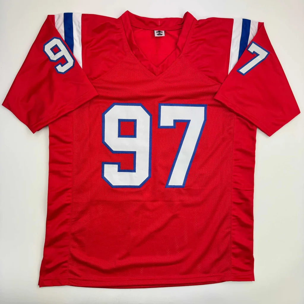 Autographed Milton Williams New England Red Football Jersey Beckett BAS COA | Authenticated Signed Sports Jersey | vintageantiquesgifts.com