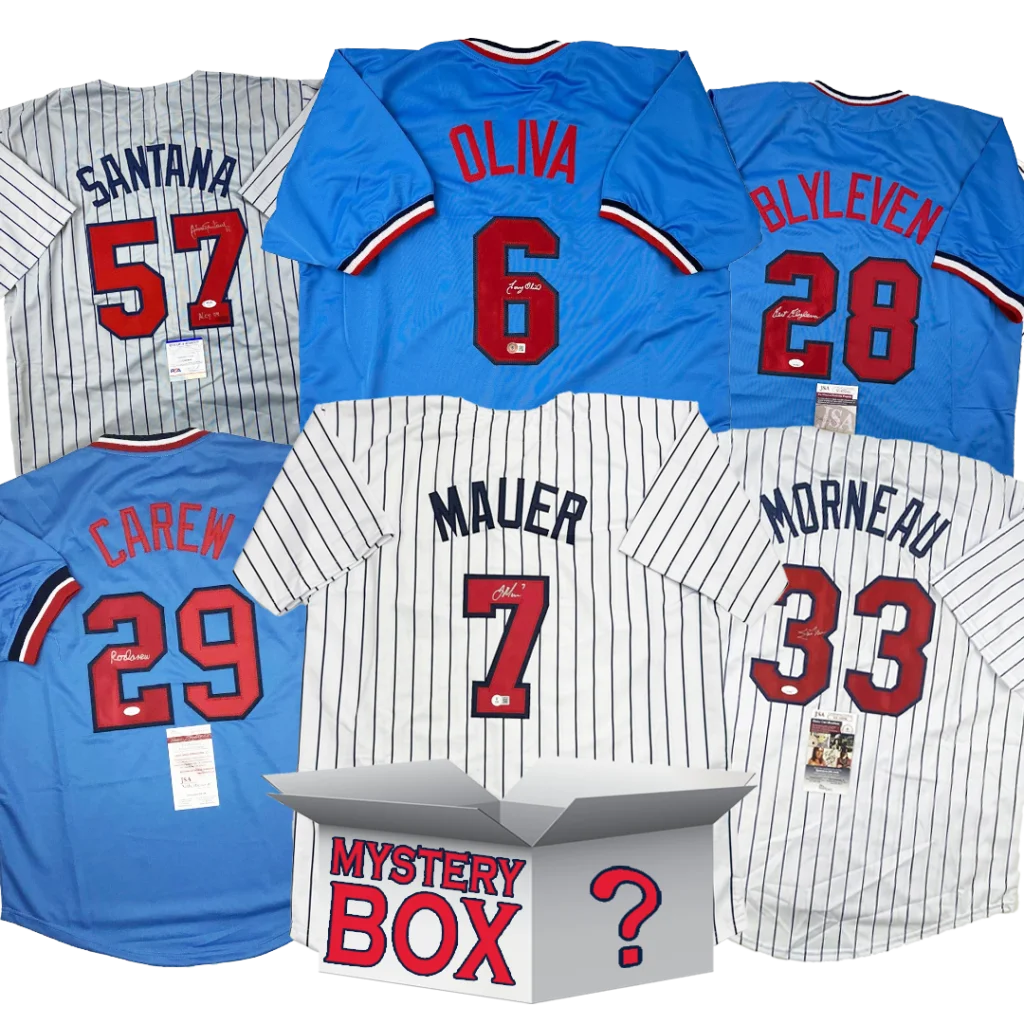 Autographed Minnesota Baseball Jersey Mystery Box with PSA JSA or Beckett COA | Hall of Fame Sports Memorabilia | vintageantiquesgifts.com