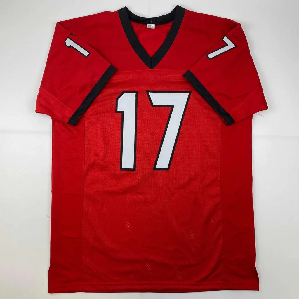 Autographed Nakobe Dean Georgia red custom jersey with number 17