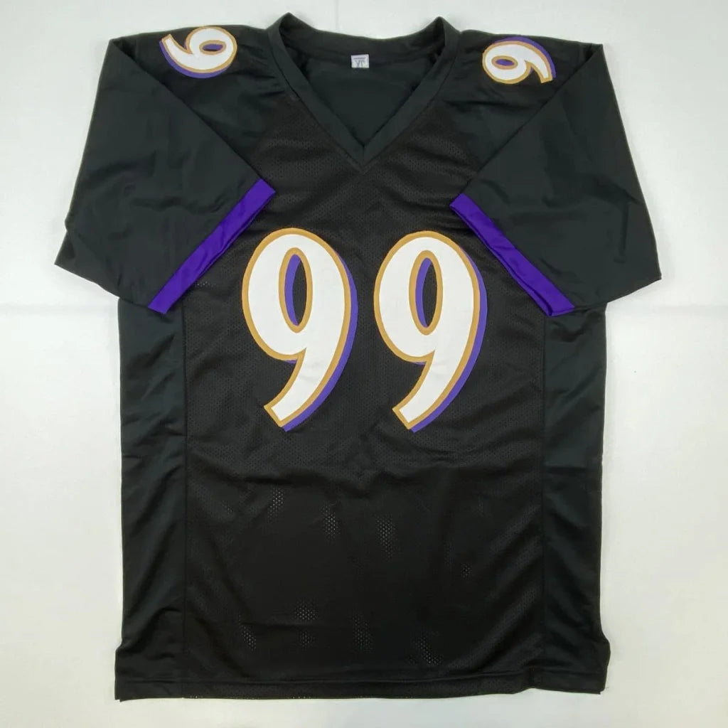 Black Ravens Oweh 99 custom jersey with white and purple numbers, collectible for fans