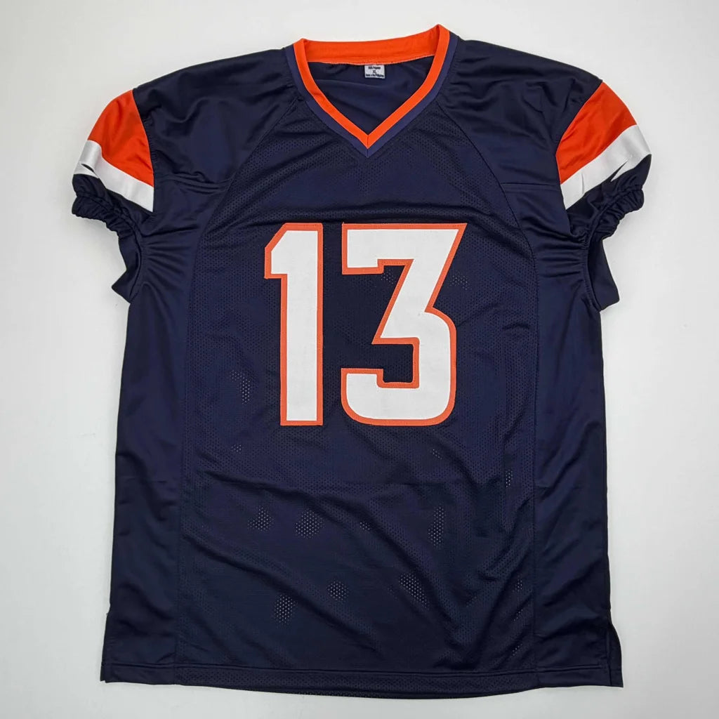 Autographed/Signed Pat Bryant II Denver Blue Pro Cut Football Jersey JSA COA