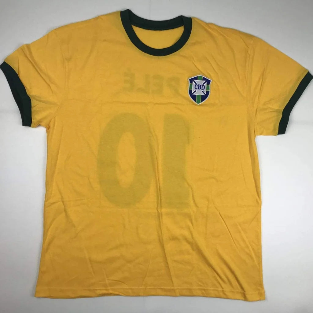Autographed Pele Brazil Yellow Soccer Futbol Jersey PSA/DNA COA Auto #2 | Authenticated Signed Sports Jersey | vintageantiquesgifts.com