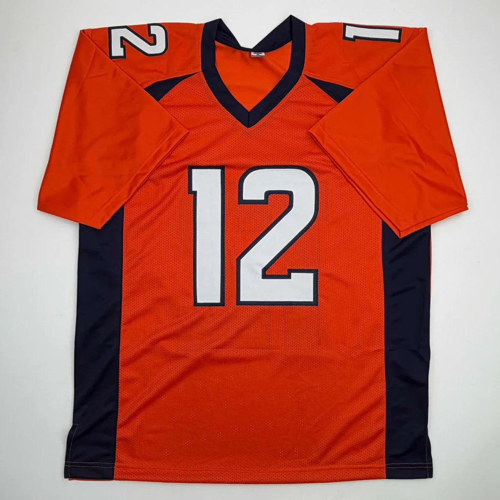 Autographed RJ Harvey Denver orange custom jersey with number 12, JSA COA