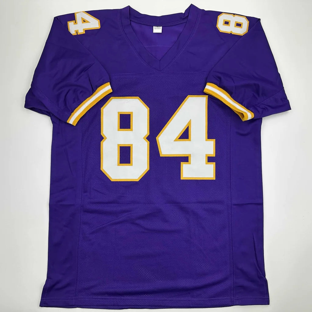 Autographed Randy Moss Minnesota Vikings purple custom jersey, number 84