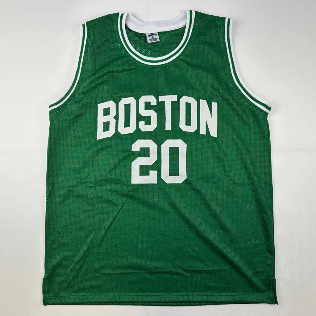 Green custom jersey from professional sports league player Allen 20