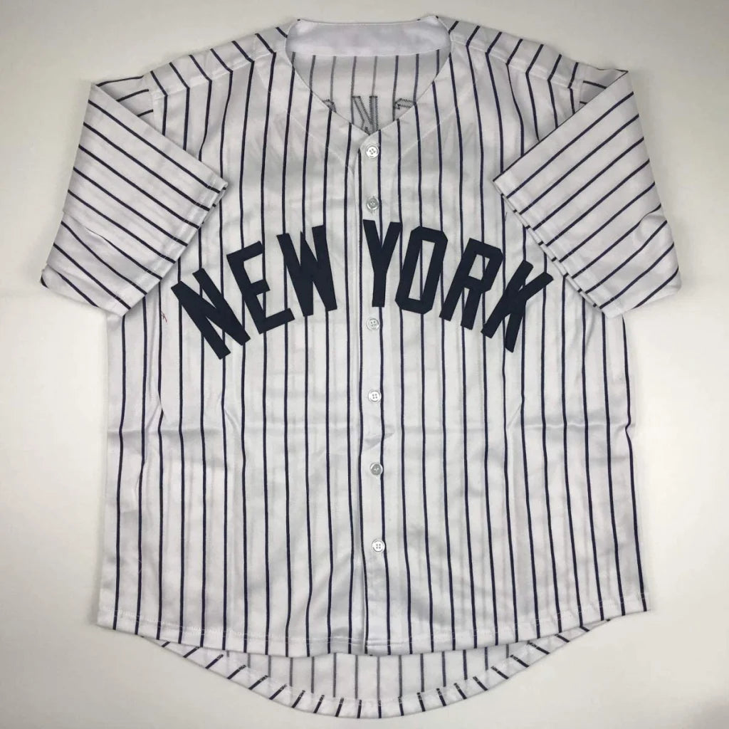 Autographed Reggie Jackson New York pinstripe custom jersey with JSA COA