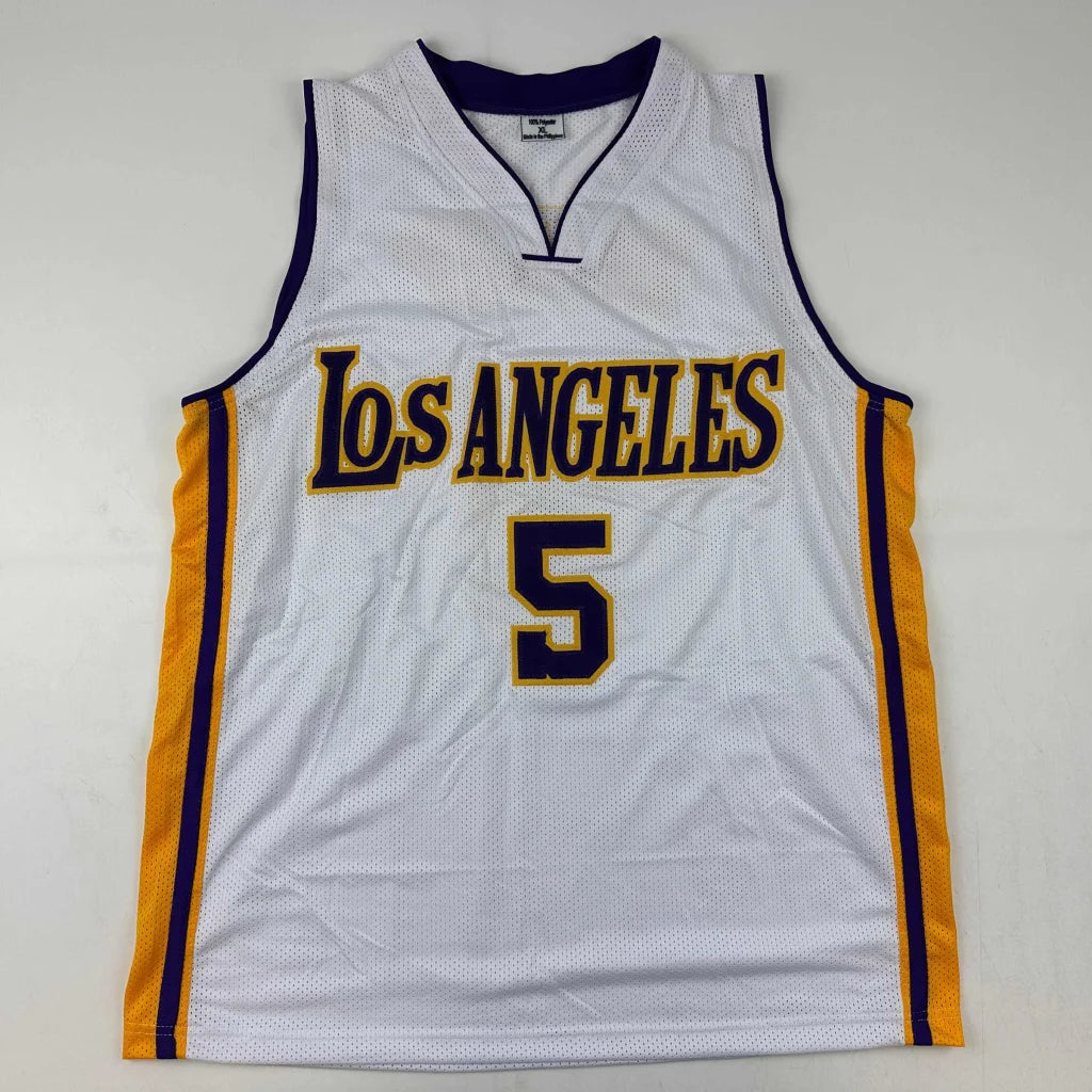 Autographed Robert Horry custom Los Angeles white basketball jersey with number 5