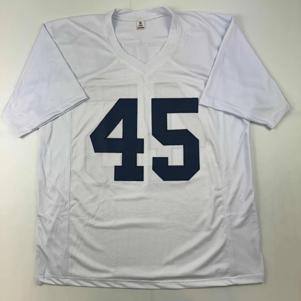 White short-sleeved Rudy Ruettiger custom jersey with number 45 for professional sports fans