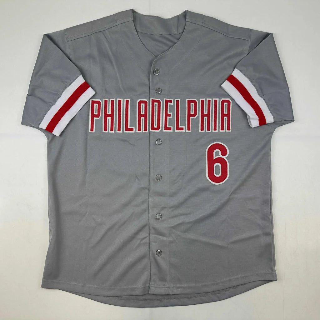 Gray Ryan Howard Philadelphia custom jersey with JSA COA, number 6