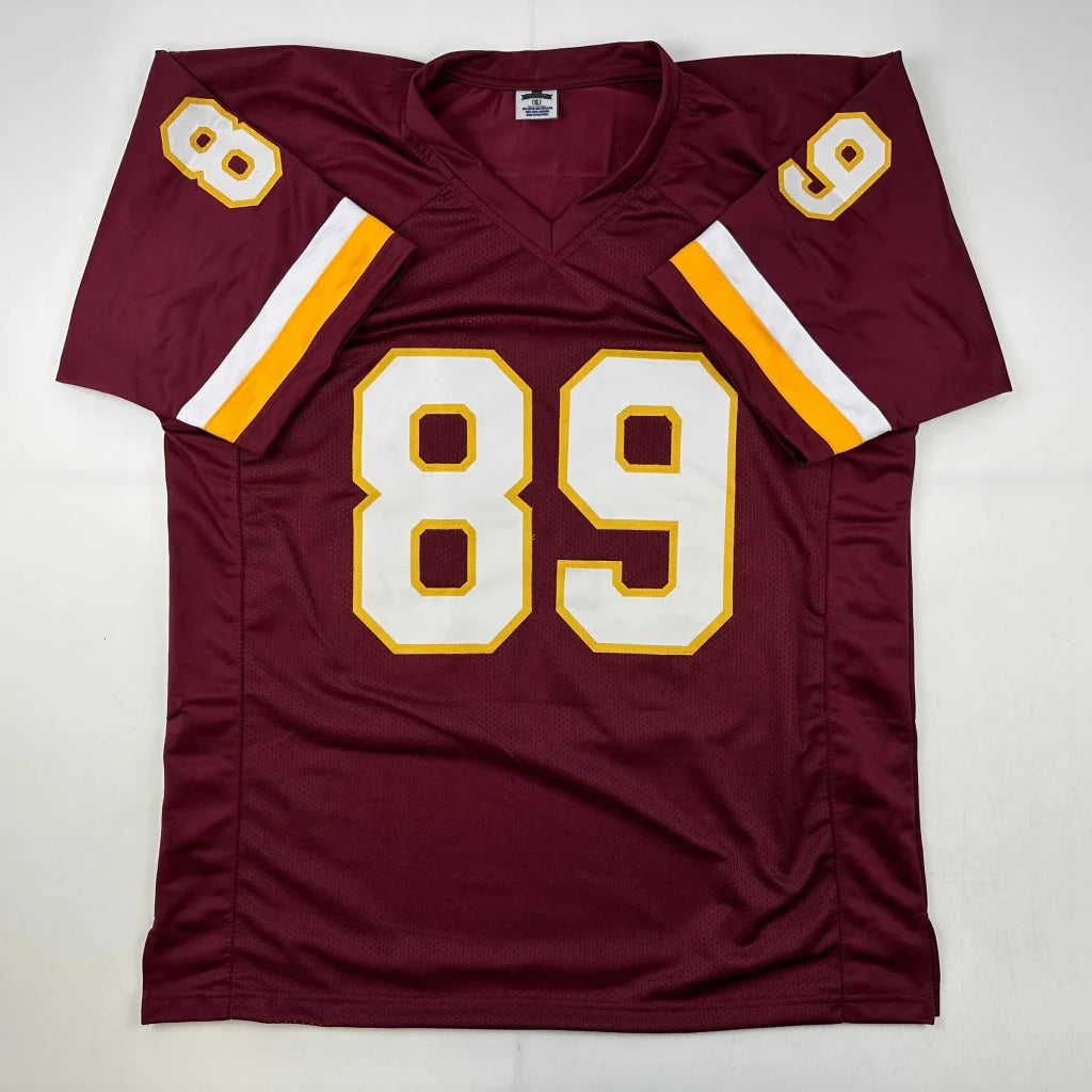 Autographed santana moss washington burgundy football custom jersey with white and gold numerals 89 for professional sports league fans